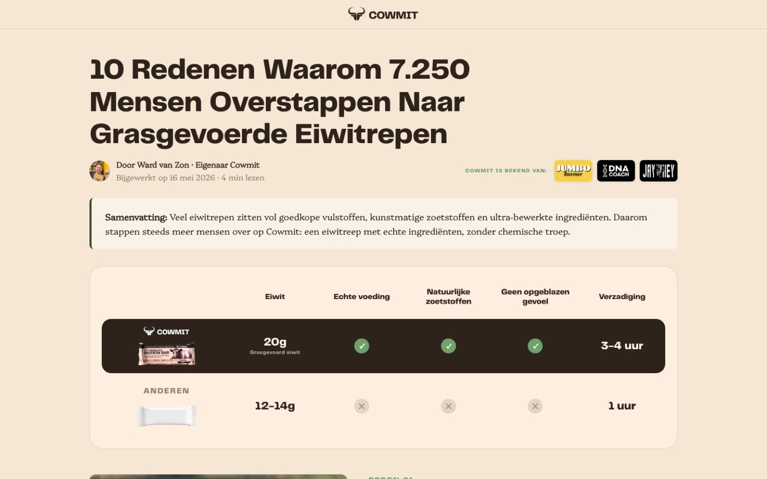 Cowmit advertorial landing page